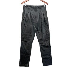 Joie Pants Womens 26 Womens Black Lamb Leather High Rise Paperbag Waist Skinny‎